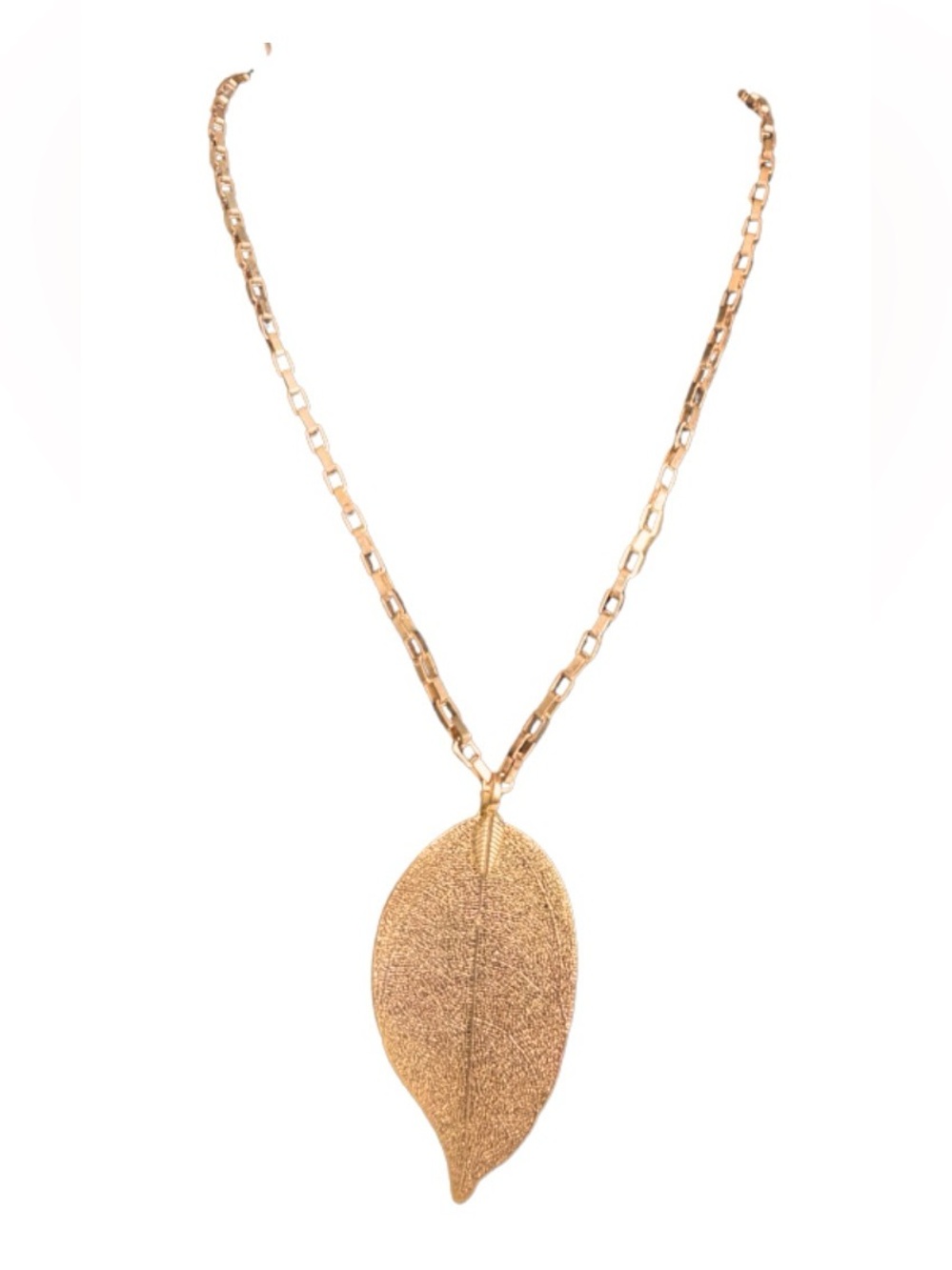 Gold Dipped Leaf with Gold tone chain.